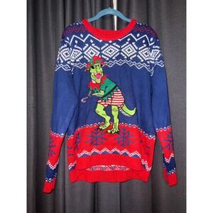 Ugly Christmas Sweater Xmas Size Large Dinosaur